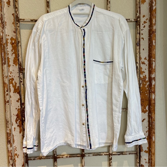 Mexico hand embroiderered detail trim long sleeve M-L - Picture 1 of 13